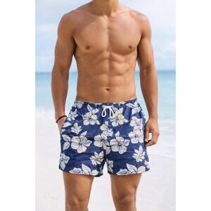 Tommy Bahama Floral Tropical Hibiscus Men Blue White Relax Swim Trunks Short XXL